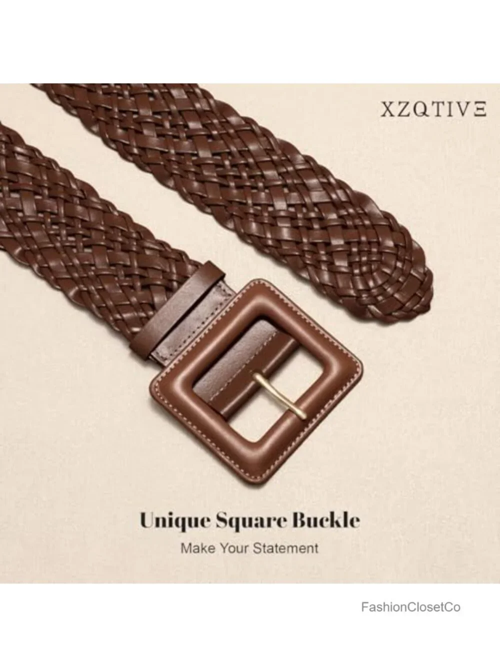 Wide Leather Belt - No Hole Adjustable Waist Belt for Dresses